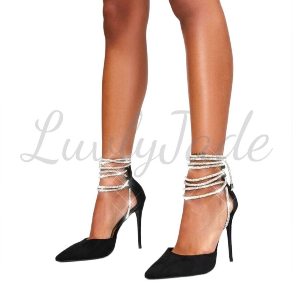 Azelea Wang Stiletto Rhinestone Cord Ankle Wrap. Brand New. - Picture 2 of 10